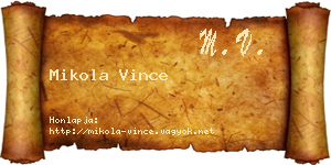 Mikola Vince névjegykártya